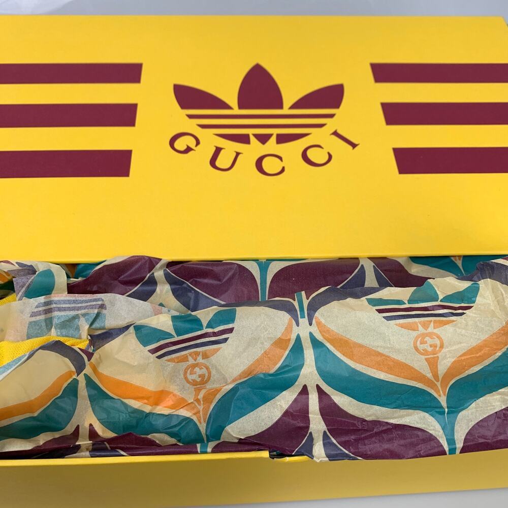 NIB Gucci x Adidas GG Platform Sandal Size 40 Slides Yellow - Picture 6 of 16
